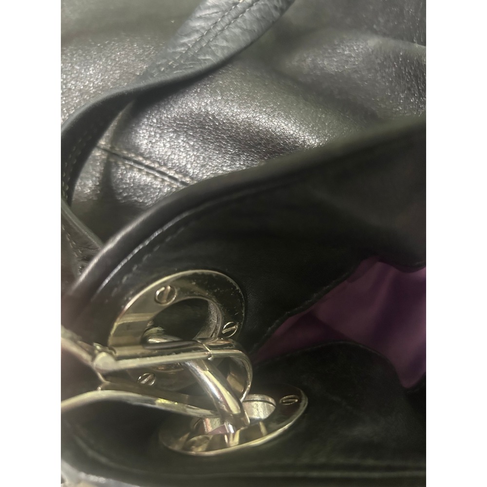 Coach Madison Maggie Black Leather Shoulder Bag Silver Hardware Pleated#888 - Picture 12 of 13